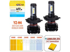 Лампы PULSO YZ/H4-H/L/LED-chips ZES-Philips/9-32v2*25w/4500Lm/3000-4300-5000-6500-10000K (YZ-H4)